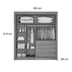 Guarda Roupa Lugano Casal Com Espelho Ripado 2 Portas 4 Gavetas Europa Medidas