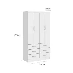 Guarda Roupa Napoles Solteiro 4 Portas 6 Gavetas San Marino Medidas