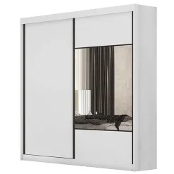 Guarda Roupa Versatto Casal 2 Portas 6 Gavetas Com Espelho Novo Horizonte Neve