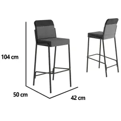 Kit 2 Banquetas 1753 Em Aco Tubular Tecido Linho Carraro Medidas