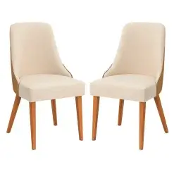 Kit 2 Cadeiras Beatriz Estofadas Tecido Linho