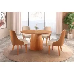 Kit 2 Cadeiras Beatriz Estofadas Tecido Linho Valverde