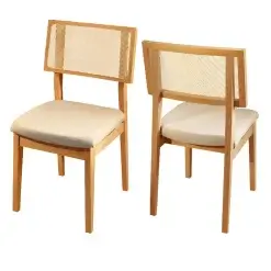 Kit 2 Cadeiras Berlim Valverde Madeira Tecido Linho Bege