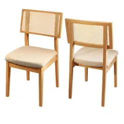 Kit 2 Cadeiras Berlim Valverde Madeira Tecido Linho Bege