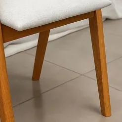 Kit 2 Cadeiras Perola Em Linho Madeira WJ Decor Detalhe