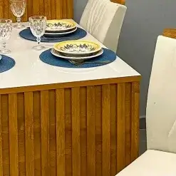 Mesa Cancun 120x90 Com Painel Ripado Cel Moveis Foto Rea Detalhe