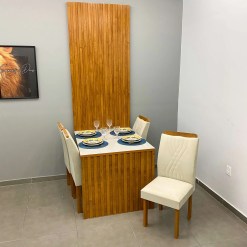Mesa Cancun 120x90 Com Painel Ripado Cel Moveis Foto Real