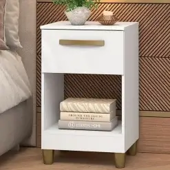 Mesa De Cabeceira Prada 1 Gaveta Fellicci Branco