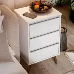 Mesa De Cabeceira Retro Wood Com 3 Gavetas EJ