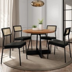 Mesa De Jantar Atria Redonda Com 4 Cadeiras Lux Carraro