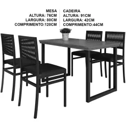 Mesa De Jantar Italia 120x80cm Com 4 Cadeiras Barcelona Paonanda Medidas