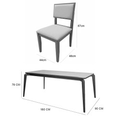 Mesa de Jantar Veneza 180x90cm com 8 Cadeiras Santorini
