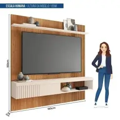 Painel Jade 180cm Para TV Ate 65 Polegadas 1 Porta Caemmun Medidas