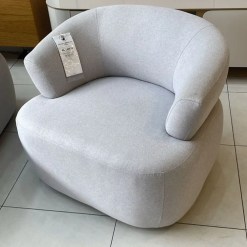 Poltrona Roma Organica Giratoria Tecido Linho Matielo Foto Real