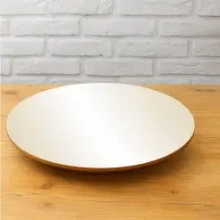 Prato Giratorio 50cm COM Vidro RJ Decor Off White