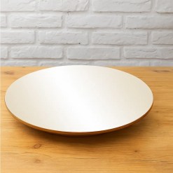 Prato Giratorio 50cm COM Vidro RJ Decor Off White