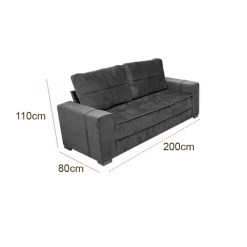 Sofa Belgica 3 Lugares Tecido Veludo 200cm Zarat Medidas