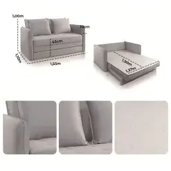 Sofa Cama Recife Casal Retratil Com Colchao Tecido Linho 155cm JC Estofados Medidas