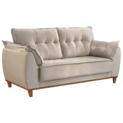 Sofa Espanha JC 3 Lugares 197cm Tecido Veludo Bege