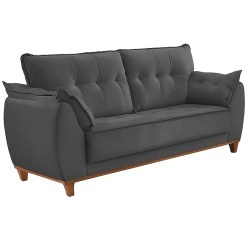Sofa Espanha JC 3 Lugares 197cm Tecido Veludo Cinza