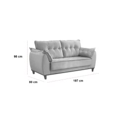 Sofa Espanha JC 3 Lugares 197cm Tecido Veludo Medidas