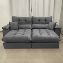 Sofa Harissa Com Molas Ensacadas 4 Lugares Retratil E Reclinavel 250cm Tecido Veludo Ferreira Foto Real
