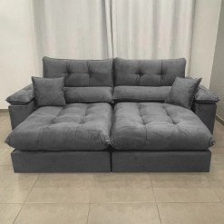 Sofa Harissa Com Molas Ensacadas 4 Lugares Retratil E Reclinavel 250cm Tecido Veludo Ferreira Foto Real