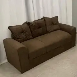 Sofa Porto 3 Lugares Tecido Suede Felipe Estofados Foto Real