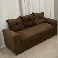 Sofa Porto 3 Lugares Tecido Suede Felipe Estofados Foto Real