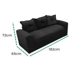 Sofa Porto 3 Lugares Tecido Suede Felipe Estofados Medidas