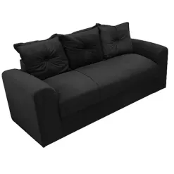 Sofa Porto 3 Lugares Tecido Suede Felipe Estofados Preto