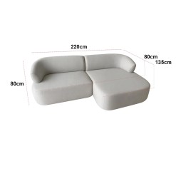 Sofa Roma Organico Com Chaise 4 Lugares Tecido Linho 220cm Matielo Medidas