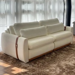 Sofa Theo 4 Lugares Retratil E Reclinavel Tecido Linho 230cm Uniart