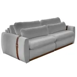Sofa Theo 4 Lugares Retratil E Reclinavel Tecido Linho 230cm Uniart Cinza