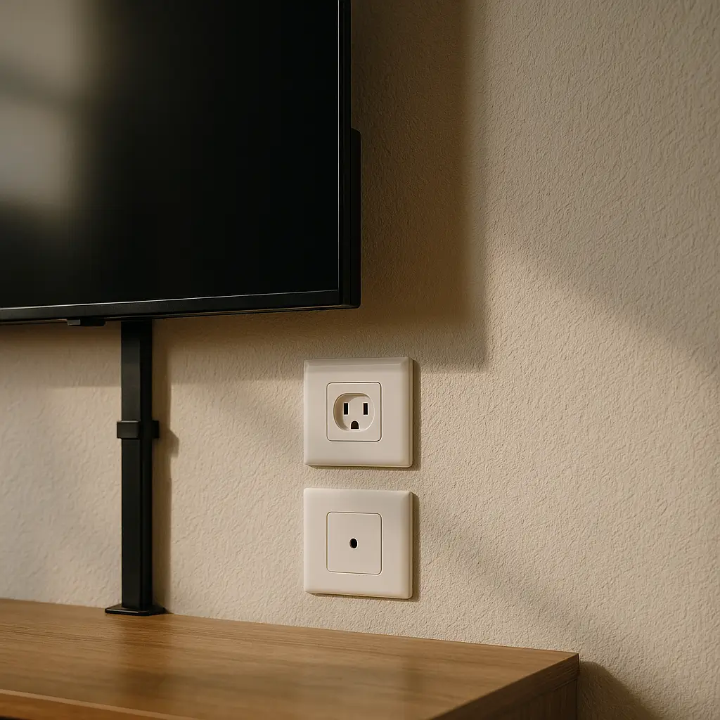 Altura das tomadas atrás do painel de TV: guia rápido, duas tomadas ao lado da TV