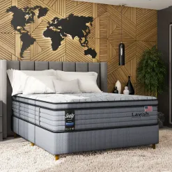 Base Box Lavish Casal Tecido Jacquard 45x188x138cm