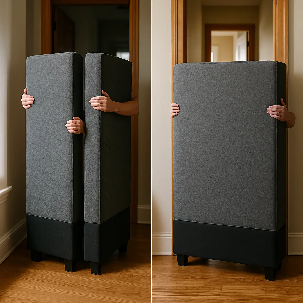 Base box bipartida ou inteira: qual passa na porta? Bipartida em duas peças e inteira na passagem da porta