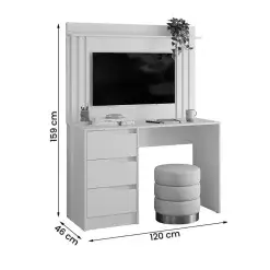 Escrivaninha Doble 3 Gavetas Com Painel Para TV Ate 42 Polegadas Ripado Albatroz Medidas
