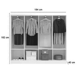 Guarda Roupa Paris Evidencia Casal 8 Portas Medidas