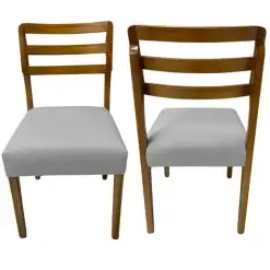 Kit 2 Cadeiras Turquia Madeira Tecido Linho HR Cinza
