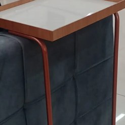 Mesa De Apoio Slim Com Vidro Rj Decor Cinamomo Off White Detalhe