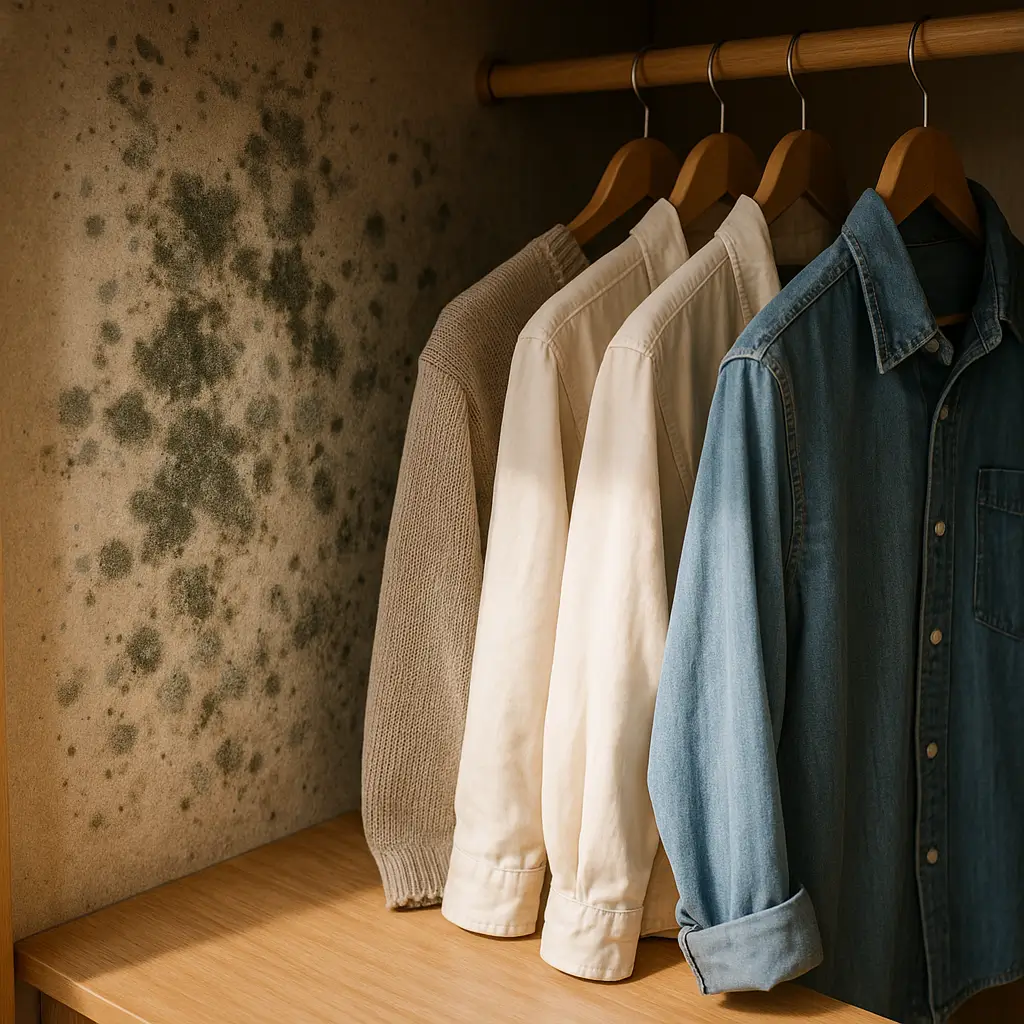 Mofo no guarda-roupa: como tirar e evitar voltar em MDF com mofo e camisas penduradas