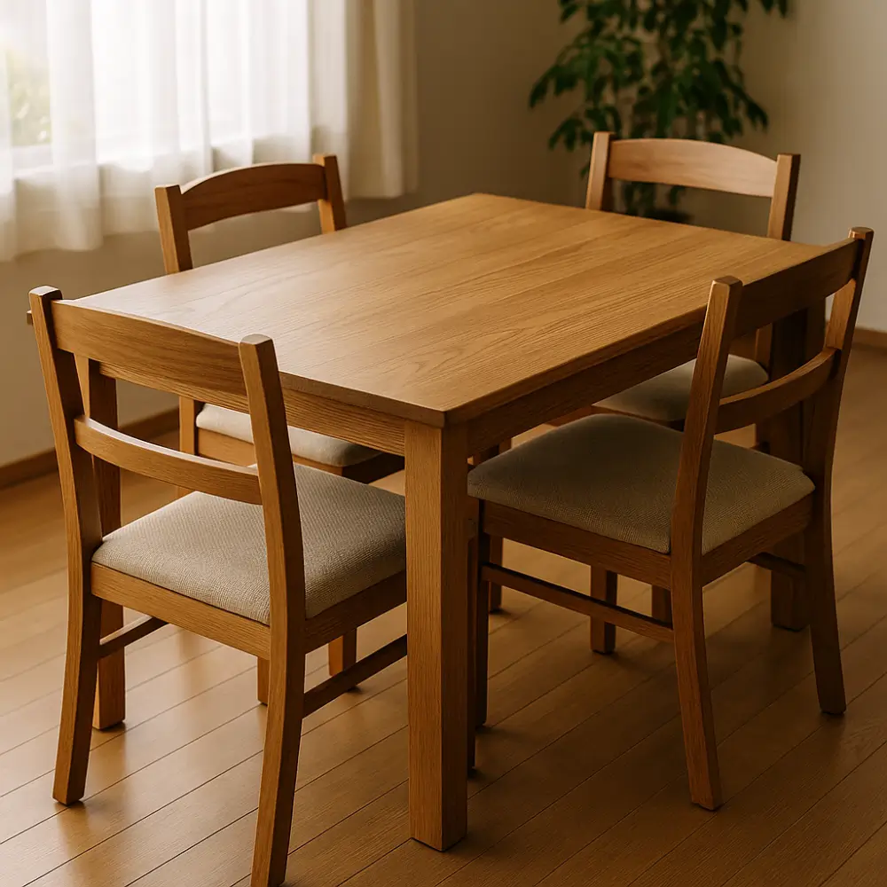 Quantas cadeiras cabem na mesa 1,20 m: guia rápido, mesa de madeira com quatro cadeiras