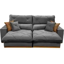 Sofa Aquiles Com Molas Ensacadas 4 Lugares Retratil E Reclinavel 250cm Tecido Veludo Zarat Cinza