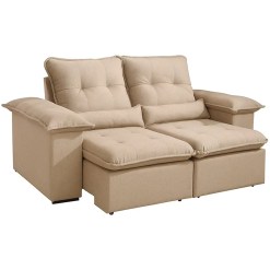 Sofa Arsenal 3 Lugares Em Linho Retratil E Reclinavel 200cm Aifos Bege