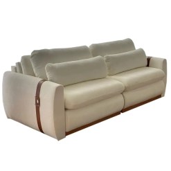 Sofa Cama Theo 3 Lugares Retratil Tecido Linho 200cm Uniart Bege
