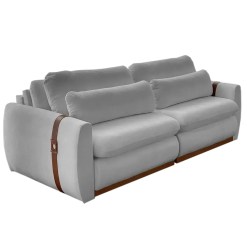 Sofa Cama Theo 3 Lugares Retratil Tecido Linho 200cm Uniart Cinza