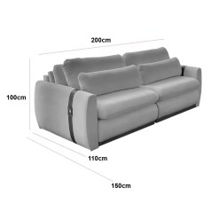 Sofa Cama Theo 3 Lugares Retratil Tecido Linho 200cm Uniart Medidas
