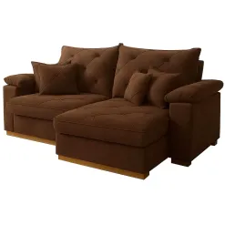 Sofa Gran Plus 200cm Em Veludo 3 Lugares Com Molas Ensacadas Retratil E Reclinavel Imperio Marrom