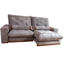 Sofa Ibiza Com Molas Ensacadas 4 Lugares Retratil E Reclinavel 250cm Tecido Veludo Zarat Cinza